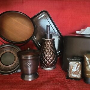 NEW! 6pc. Elegant Bronze/ Brown Metal / Ceramic Complete Bathroom Accessory Set